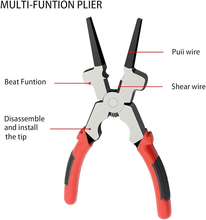 8" MIG Welding Pliers with Insulated Handle - Multifunction Carbon Steel Pliers for Welding and Wire Cutting