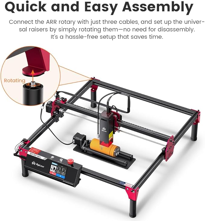 Algolaser 10W Laser Engraver Machine - Laser Engraver/Cutter with Rotary Roller & Laser Engraver Riser - Laser Engraving Machine with 3.5" Smart Touchscreen & AlgoOS,Laser Engraver for Wood & Metal