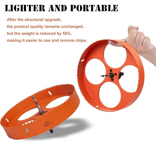 8-1/8 Inch Hole Saw with Arbor for Metal Wood Plastic, 8.1 in Bi-Metal Hole Cutter for Different Project with Smooth and Flat Drilling Edge, Fast Chip Removal, Lighter and Portable