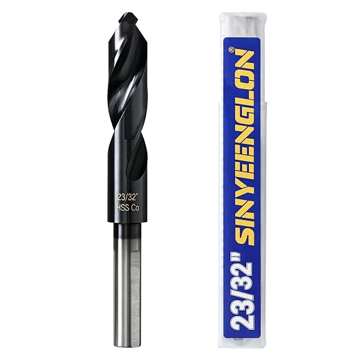 23/32 Drill Bit for Metal and Hardened Steel, M35 Cobalt 1/2 Inch Reduced Shank Industrial Grade Heavy Duty Drill Bit, with Index Storage Case