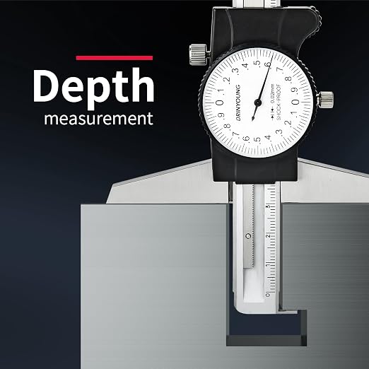 0-150 mm Professional Hook Depth Measuring Calipers, 0.02 mm Ultra Precision, Precision Measuring Tools DRINYOUNG(0-150 mm (Depth dial Caliper with Hook))