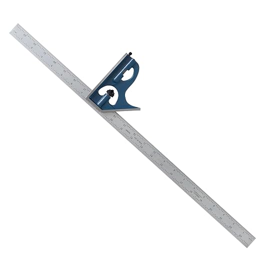PEC Tools 2-Piece Combination Square, 24" Machinist Blade (4R) with Cast Iron Square Head, Level Vial and Scribe Tool, Made in USA