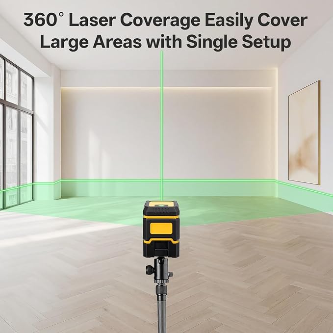 Self Leveling Green Laser Level, 100ft Cross Line Tool with Rotary Function, Class I| Laser <1mW (635nm), 3 Brightness Modes, Magnetic Bracket, IP54 Dust & Water Resistant
