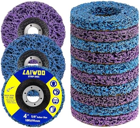 10 Pack Strip Disc Wheels Angle Grinder Paint Removal 4" x 5/8" Purple Blue