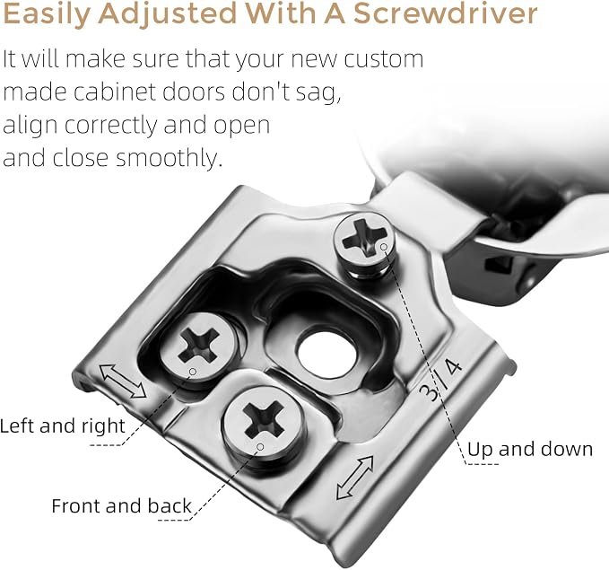 Ravinte 10 Pack 5 Pair 3/4 inch Overlay Soft Close Kitchen Cabinet Hinges Stainless Steel Adjustable Kitchen Hinges Satin Nickel Cabinet Hardware