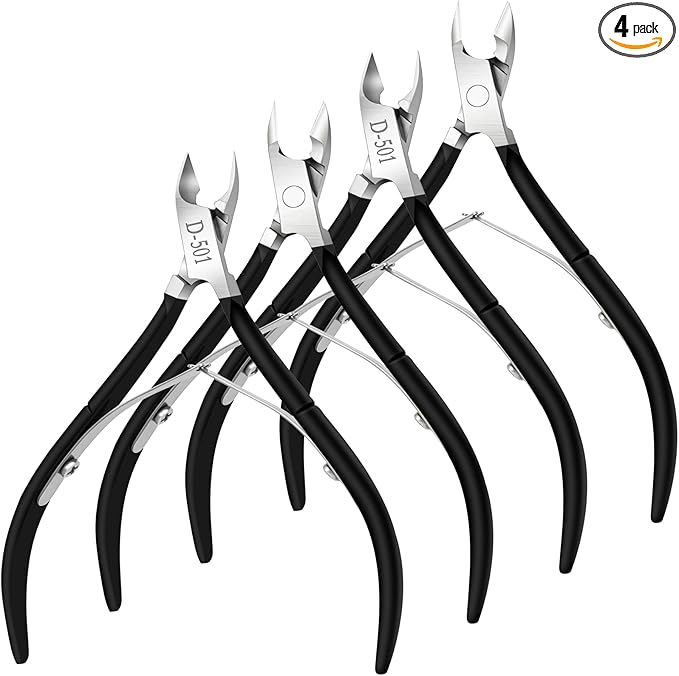 4 Packs Cuticle Nipper, Premium Stainless Steel Cuticle Trimmer for Manicure & Pedicure at Home/Spa/Salon [Black]