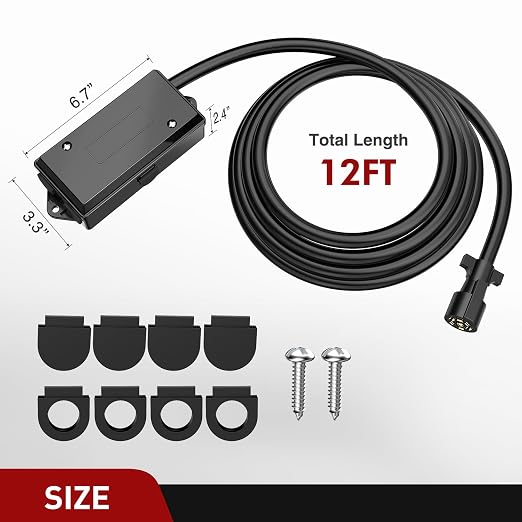 Nilight Heavy Duty 7 Way Inline Trailer Plug with 7 Gang Junction Box | Weatherproof 12 Feet Connector Cable Wiring Harness Suitable for RV Automotives Cars