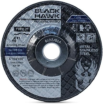 BHA 4" x1/4" x5/8" Metal Grinding Wheels for Angle Grinder - 5 Pack