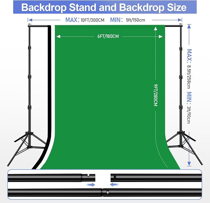 EMART Green Screen Backdrop Kit 8.5x10FT with 3Pcs 6x9ft Backdrop for Party