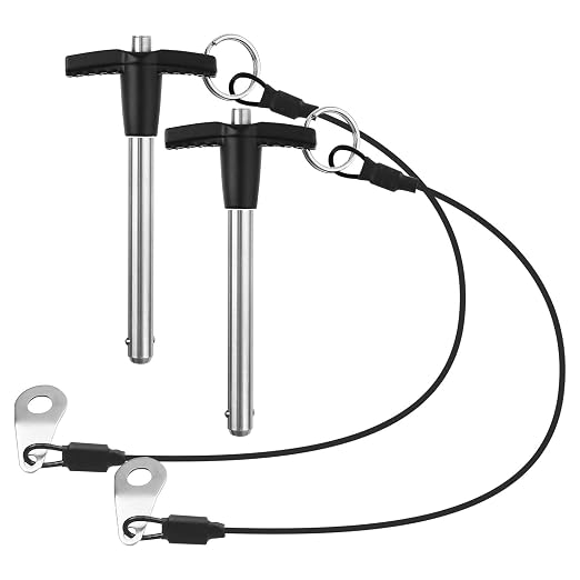 2 Pack T Handle Quick Release Pin 5/16 Inch Diameter,304 Stainless Steel Ball Locking Pin with Push Button Lanyard Usable Length 2.36"(8mm x 60mm)