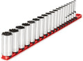 TEKTON 3/8 Inch Drive 12-Point Socket Set, 19-Piece | SHD91116 | (6 - 24 mm), Deep, Socket Rail