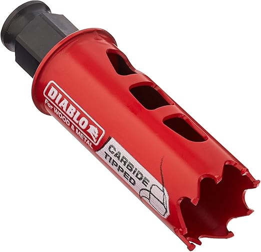 Diablo Carbide Teeth Hole Saw for Wood and Metal - Fits with Snap-Lock Plus Mandrel System, Tool-Free Plug Ejection - 1-1/16" Diameter, 2-3/8" Length - DHS1063CT