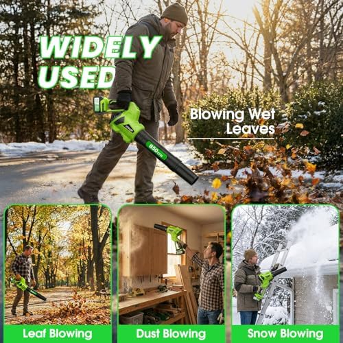 Leaf Blower Cordless, Brushless Blower 850 CFM 250 MPH with 2 Batteries