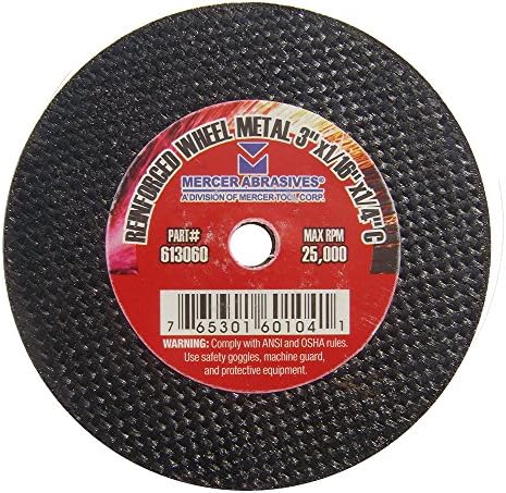 Mercer Industries 613060-3" x 1/16" x 1/4" Cut-Off Wheels for Metal (100 pack)