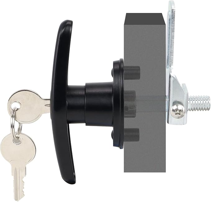 Keyed-Alike Locking T-Handle Kit for Truck Camper Shell/Cap & Topper - Black T-Handle Lock Set with Door Compatibility (Left) ﻿