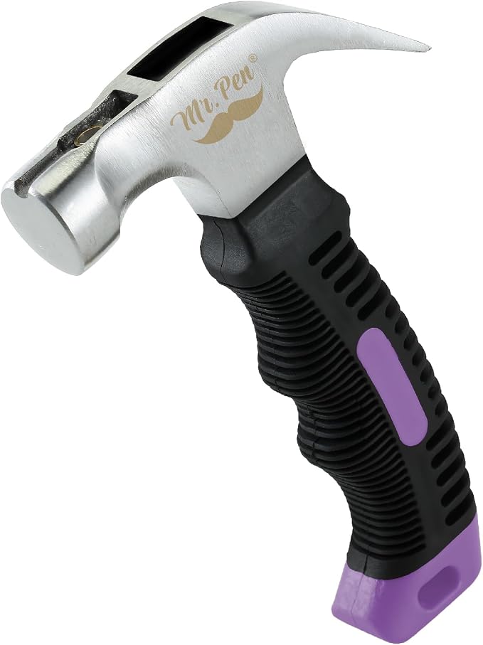 Mr. Pen- Claw Hammer, 8oz, Purple, Magnetic, Small Claw Nail Hammer for Women for Camping, Wood Working, House Repairs, Claw, Stubby, Tack