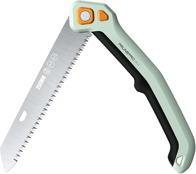 PrunePro Folding Hand Saw 9.5 Inch SK5 Blade for Tree Trimming Gardening Camping | 3 Adjustable Cutting Angles | Sharp Triple-Cut Blade | Ergonomic Non-Slip Grip | Foldable Pruning Wood Cutting Saw