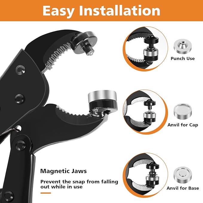 Heavy Duty Snap Fastener Tool – 100 PCS 15mm Snap Button kit with Pliers for Metal Snaps Snap Repair Kit, Repairing Boat Covers, Canvas, Fabric, Tarps