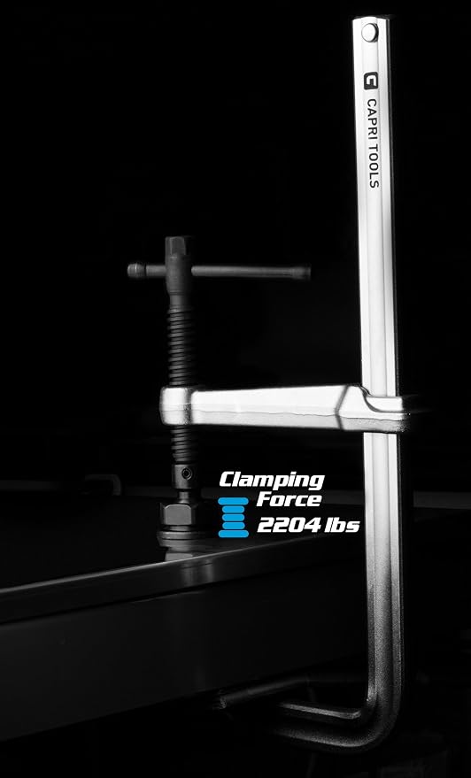 Capri Tools 8-Inch Heavy Duty All Steel Bar Clamp, 4-3/4-Inch Throat Depth, 2,204 lb Clamping Force