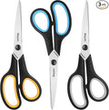 Scissors All Purpose, iBayam 8" Heavy Duty Scissors Bulk 3-Pack, 2.5mm Thickness Ultra Sharp Blade Shears with Comfort-Grip Handles for Office Home School Sewing Fabric Craft Supplies, Right/Left Hand