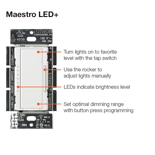 Lutron Maestro LED+ Dimmer Switch for Dimmable LED, Halogen and Incandescent Bulbs, 150W/Single-Pole or Multi-Location, MACL-153M-WH, White (8-Pack)