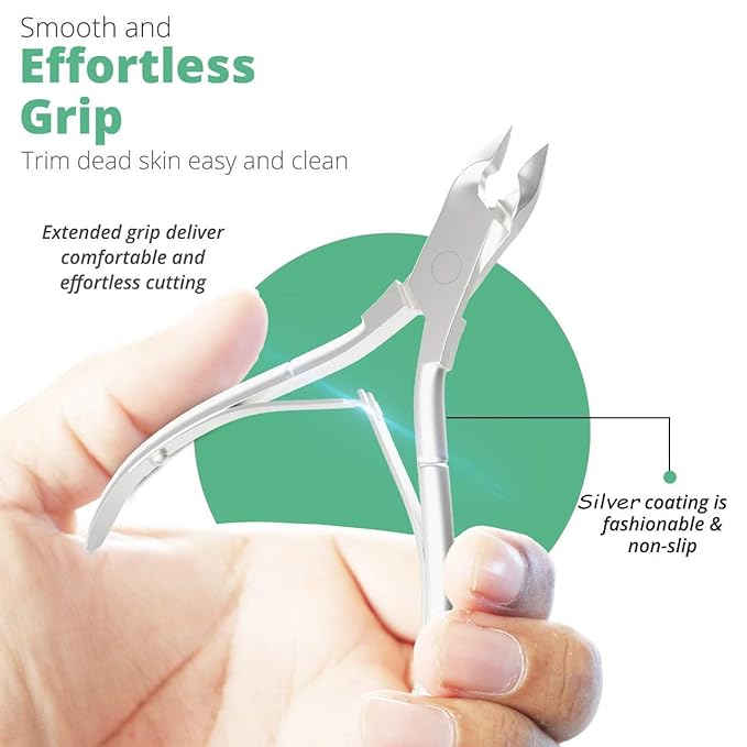 Professional Cuticle Trimmer Nail Cuticle Cutter Stainless Steel Cuticle Nippers with Sharp Blades Clippers Manicure Tools Double Spring for Nail Care Pedicure Nail Tool (Silver)