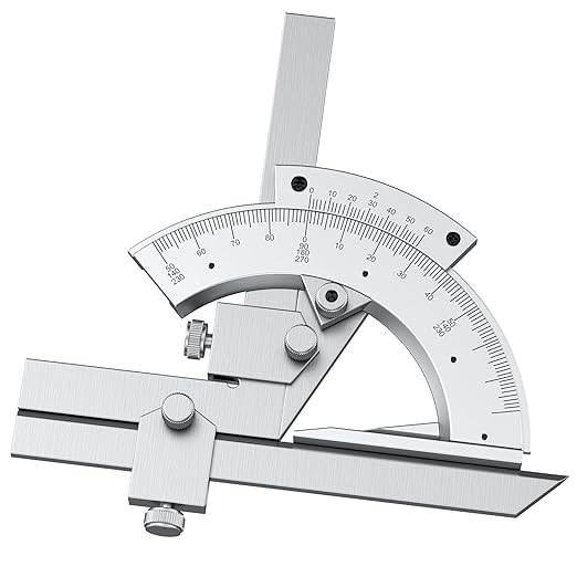 Vernier Bevel Protractor 0-320° Accuracy 0.02° Fine Tuning Carbon Steel Protractor with Storage Box,Angle Measuring Tool for Woodworking Carpenter Construction DIY