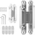 7" 2 pcs Hidden Hinges for Doors Invisible Hinges Concealed Zinc Alloy 180 Degree Swing 3 Way Adjustable Butt Silent Door Hinge 7 x 2.8 x 1 inch (White)