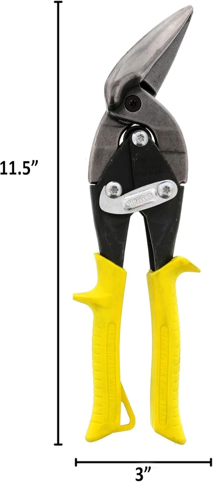 MIDWEST Aviation Snip - Straight Cut Offset Tin Cutting Shears with Forged Blade & KUSH'N-POWER Comfort Grips - MWT-6510S