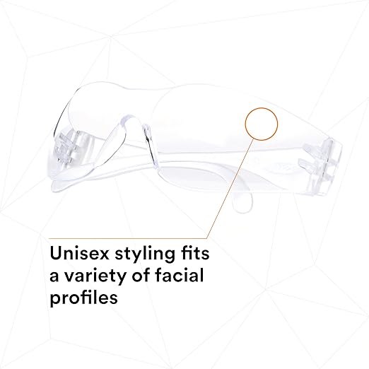 3M Safety Glasses, Virtua 11228, Pack of 100, ANSI Z87, Unisex, Clear Lens, Clear Frame, Economical Eye Protection, Lightweight, UVA, UVB, UVC