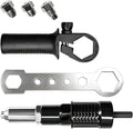 Pop Rivet Gun Adapter Kit, Universal Alloy Steel Riveting Hand Tool with 4 Size Rivet Heads, Rivets Drill Attachment for Cordless Electric Power Drill (Black)