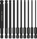 SAE Ball End Hex Head Allen Wrench Drill Bit Set | LATTOOK 10PCS Ball End Hex Bit Set Allen Hex Key, 4'' Long, Magnetic S2 Steel