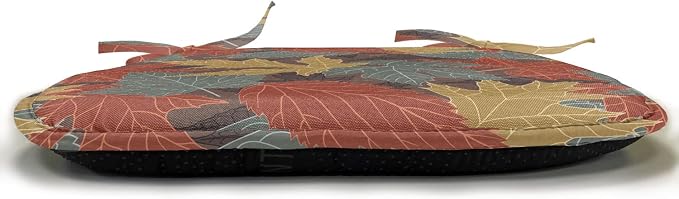 Lunarable Fall Leaves Chair Seating Cushion Set of 4, Large Leaf Silhouettes in Earth Tones, Anti-Slip Seat Padding for Kitchen & Patio, 16"x16", Paprika Multicolor