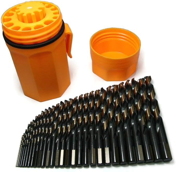 Norseman Super Premium Magnum 29 Piece Drill Bit Set - Orange Ultradex - 46962-135 Degree Split Point - Round Shank With Three Flats