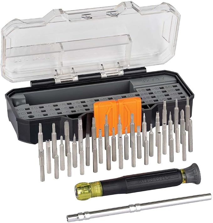 Klein Tools 32717 Precision Screwdriver Set with Case & 65200 Ratchet Set, 5-Piece Mini Ratchet Set with Phillips, Slotted, and Adapter for Other Socket Sizes, For Tight Spaces