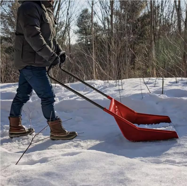 NEW Sleigh Shovel 24in Large High Capacity Poly Blade Ergonomic Handle Move Snow，