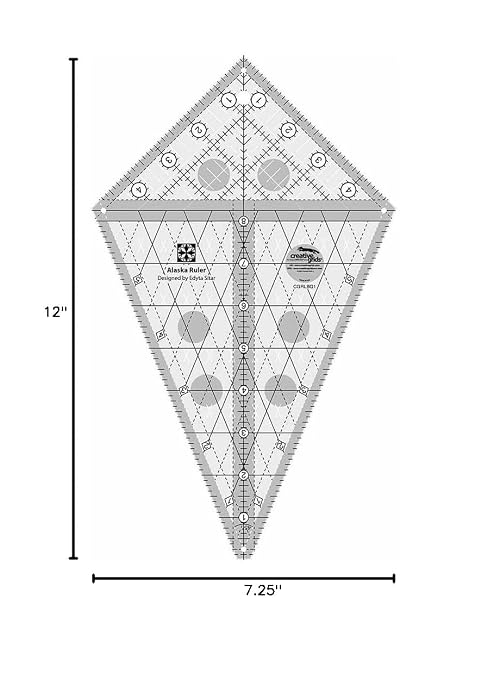 Creative Grids Alaska Ruler – CGRLBQ1 – Made in USA, 7-1/4in x 12in, Non-Slip Grip Acrylic Quilting, Sewing, Crafting, Patchwork Ruler & Template