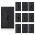 ELEGRP 3 Way Toggle Light Switch with Plate, 15 Amp, 120 V, Toggle Framed AC Quiet Switch, in Wall On/Off Switch, Self-Grounding, Residential and Commercial Grade, UL Listed (10 Pack, Glossy Black)