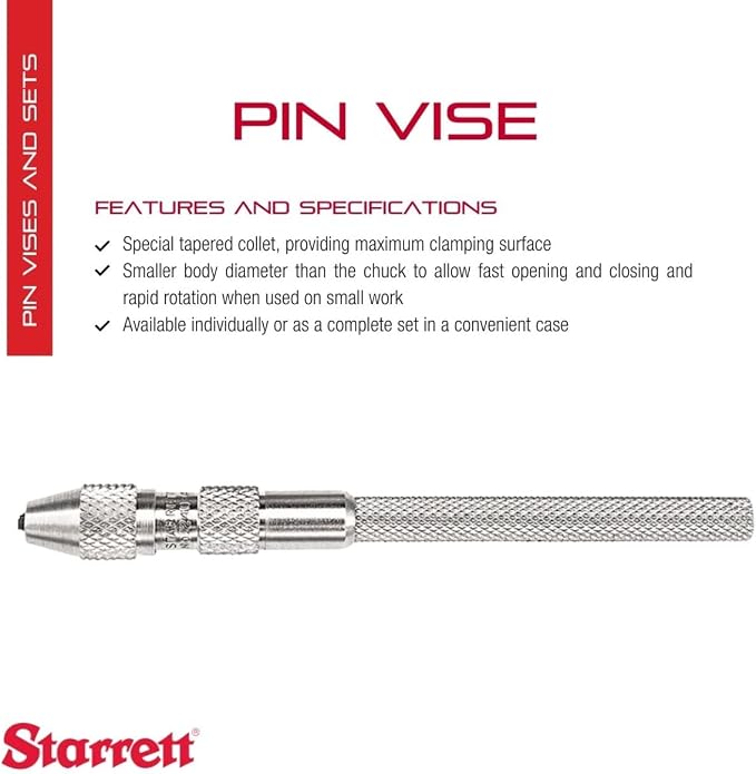 Starrett Pin Vise, .010-.055" Range