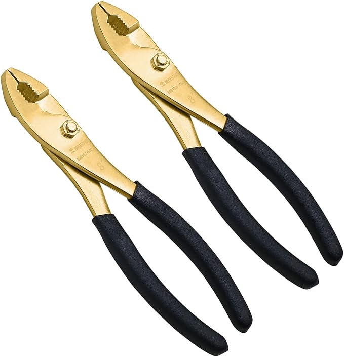 WEDO 2PCS Brass Pliers Set - 8" Slip Joint Pliers, 8" Adjustable Combination Pliers with Non-Slip Handle,For Gripping, Loosening Nuts and Bolts, Cutting Steel Wire,Die-Forged,Corrosion Resistant