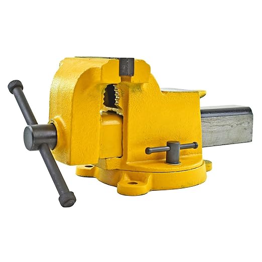 Yost Vises 908-HV All Steel Combination Vise | 8 Inch Jaw Width Pipe and Bench Vise |Secure Grip with Swivel Base | Made of Structural Cast Steel | High Visibility Safety Yellow