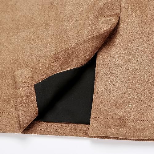 IDEALSANXUN Plaid Skirts for Women Fall Winter Knee Length Pencil Wool Skirt with Slit