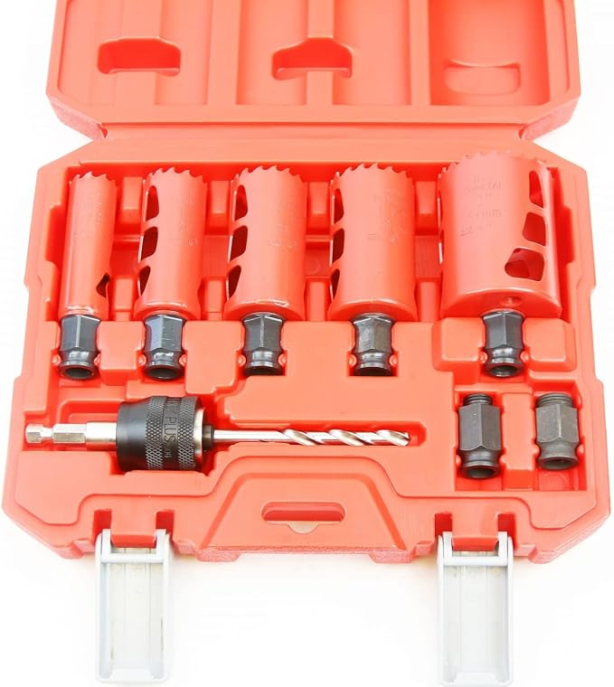 Diablo 9-Piece Kit Bi-Metal Hole Saw Set, Fast Cut Performance - 5 Saw Sizes for Wood, Plastic, Metal, Includes Snap-Lock Plus Mandrel & Adapter Nuts - DHS09SGP