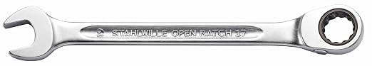 Stahlwille 96411705 Reversible Combination Ratcheting Spanners Open-Ratch Set, 5 Pieces, Size 8mm, 10mm, 13mm, 17mm and 19mm Spanner Openings, 72 Teeth, Bi-Hexagon, Made in Germany