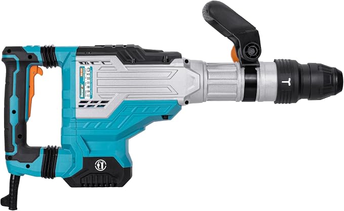 Berserker 1700W 25-Pound SDS-Max Demolition Jack Hammer 65H,14-Amp Corded | Inline Medium & Heavy duty Electric Concrete/Pavement Breaker with Variable Speed,Vibration Control,Carrying Case & 2 Chisels