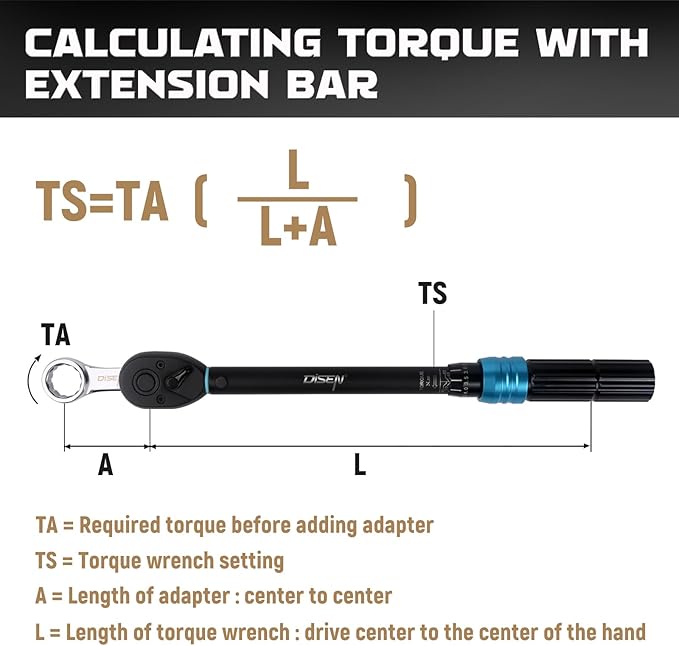 DISEN 10PCS Metric Torque Wrench Adapter 10-19mm 3/8" Drive Extension Box | Chrome vanadium steel | 3/8" square drive | Extension rod design | 10-19mm range | Color box | For car, bike, truck repair