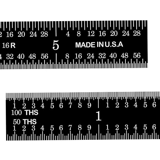 PEC Tools Flexible Metal Ruler Set (6"+18"), Premium Stainless Steel with Black Chrome Finish, 16R Graduation (1/32", 1/64", 1/50", 1/100"), Easy to Read Machinst Rule for Professionals, Made in USA