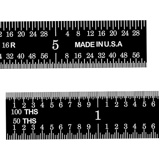 PEC Tools Stainless Steel Ruler Set (6"+12"), High-Contrast Machinist Ruler with Markings 1/32", 1/64", 1/50" and 1/100", Made in USA