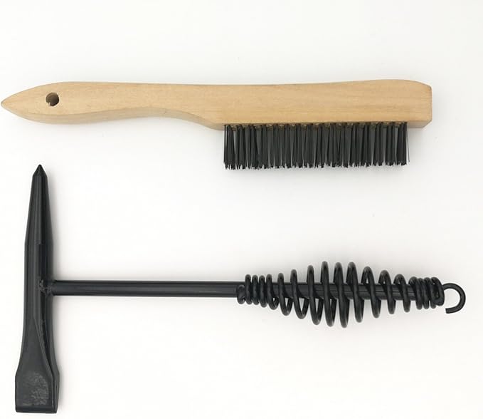 VASTOOLS Welding Chipping Hammer with Coil Spring Handle,10.5",Cone and Vertical Chisel/ 10" Wire Brush(Free), Black