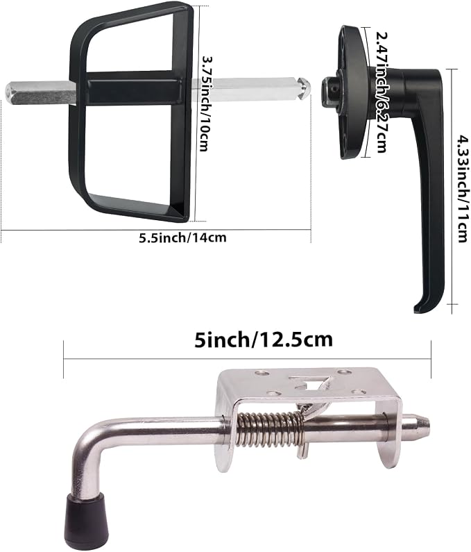Shed Door Latch Kit with 5 Keys -L-Handle Lock Kit and 2 Packs Spring Loaded Latch Hardware for Sheds, Gates, Barn Doors, Wooden Window, Chicken Coops